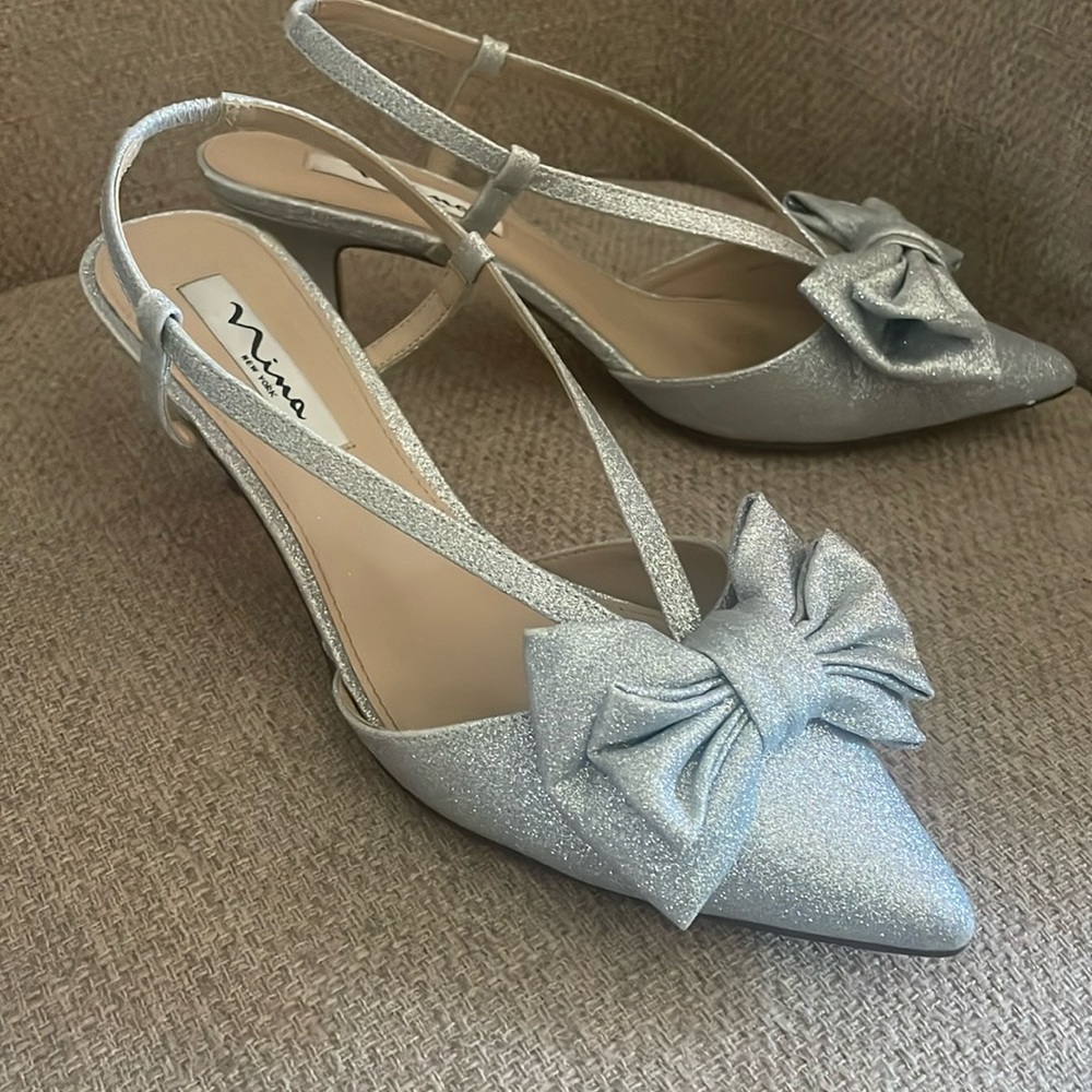 Silver Glitter Slingbacks by Nina